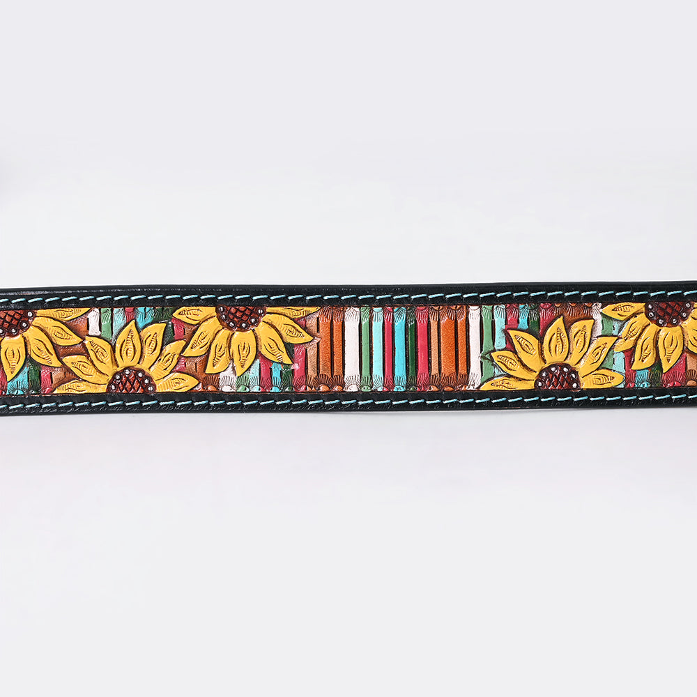 ADBLF272 Tooled Sunflower & Serape Western Belt with Matching Buckle