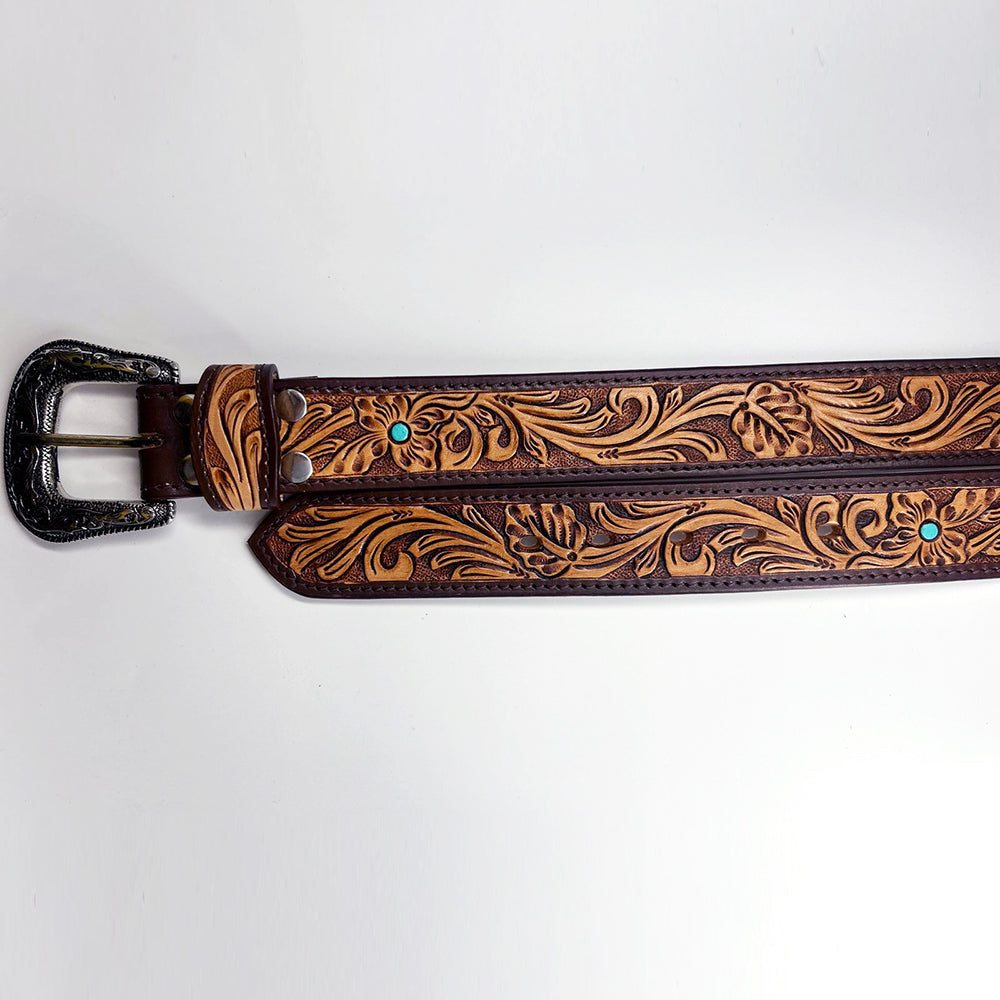 ADBLD122 Beautifully Hand Tooled Genuine American Belt Men and Women