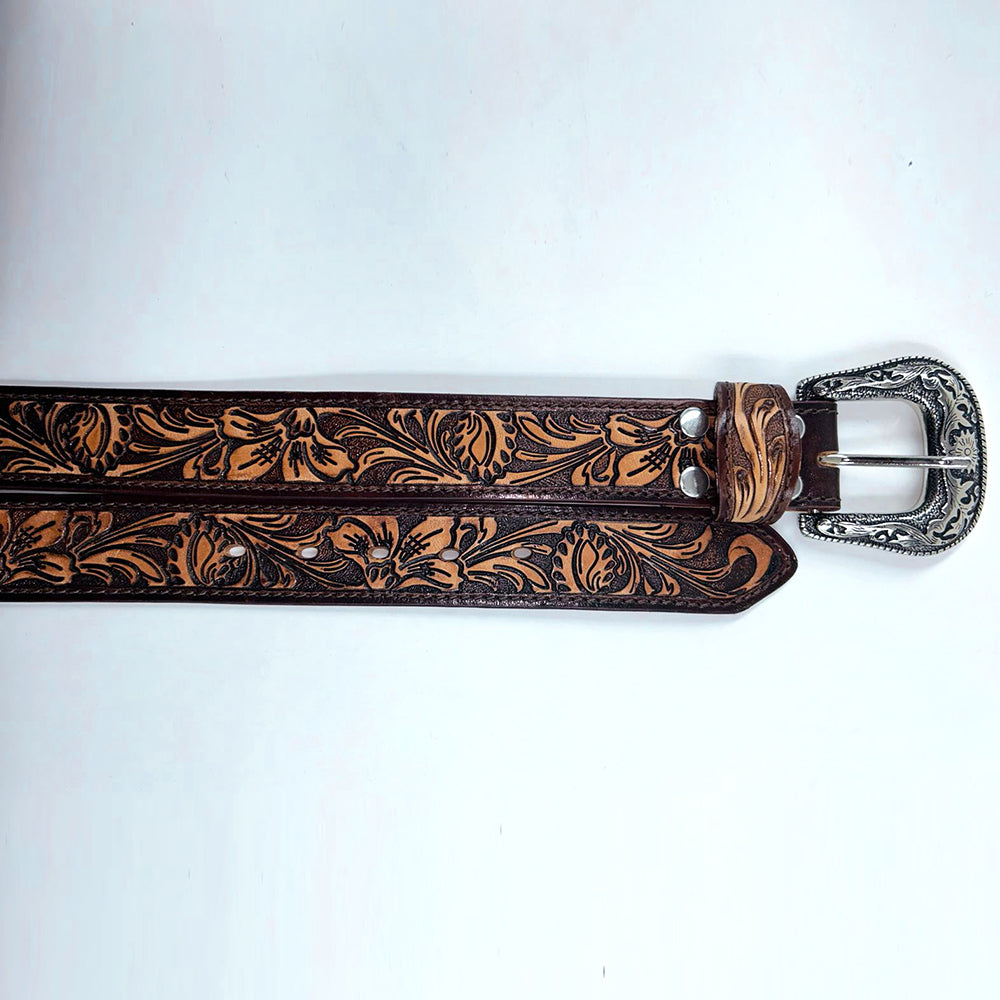 ADBLD124 Beautifully Hand Tooled Genuine American Belt Men and Women