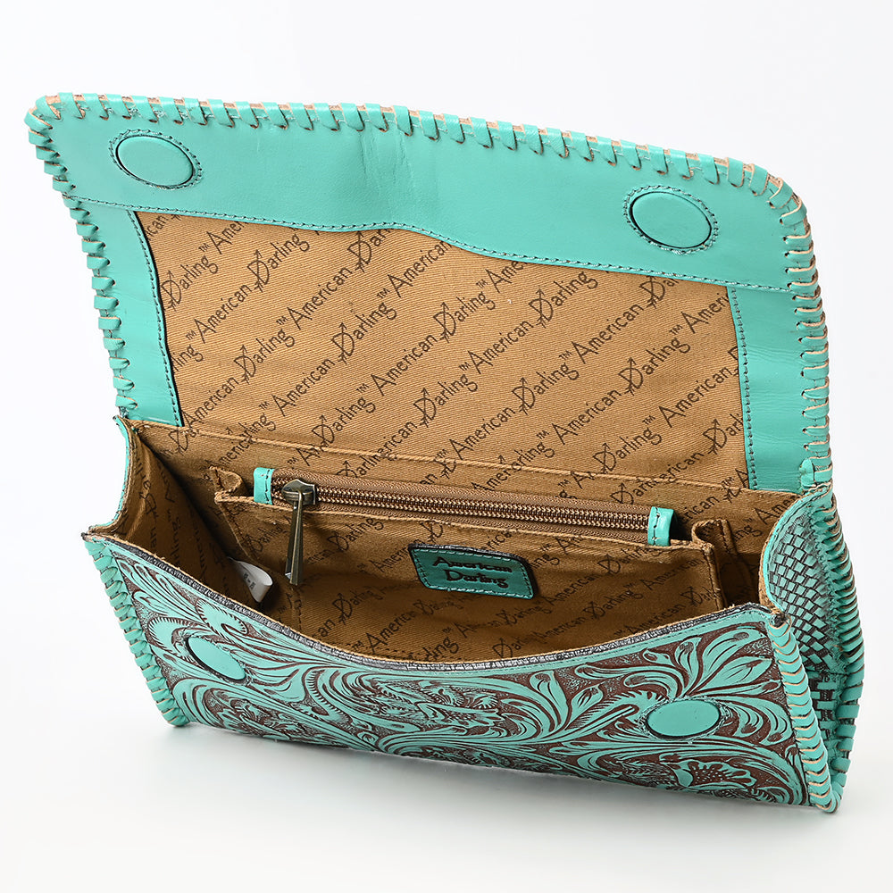 ADBGZ899 Hand-Tooled Genuine Leather Western Clutch Wallet