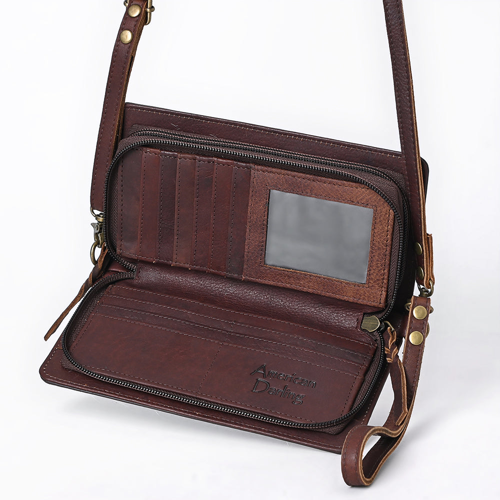 ADBGM169 Hair-On Leather Western Crossbody Purse with Western Scene