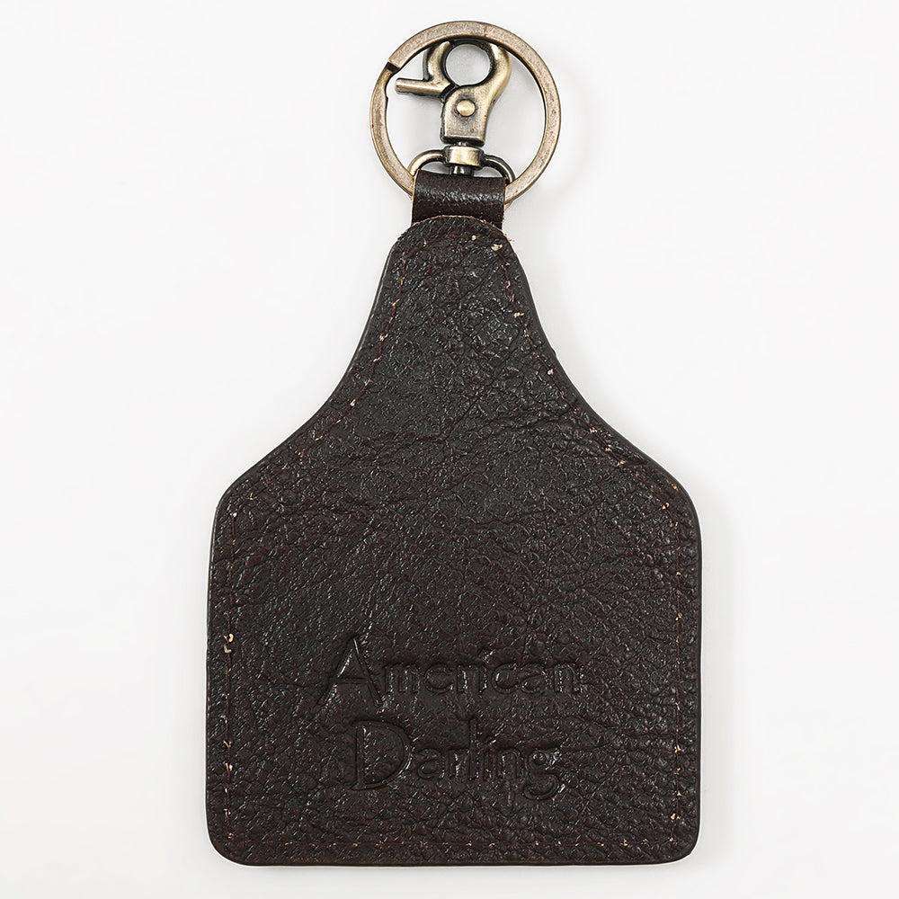 ADKRM118 Hair-On Cowhide Keyring Laser-Etched Galloping Horses