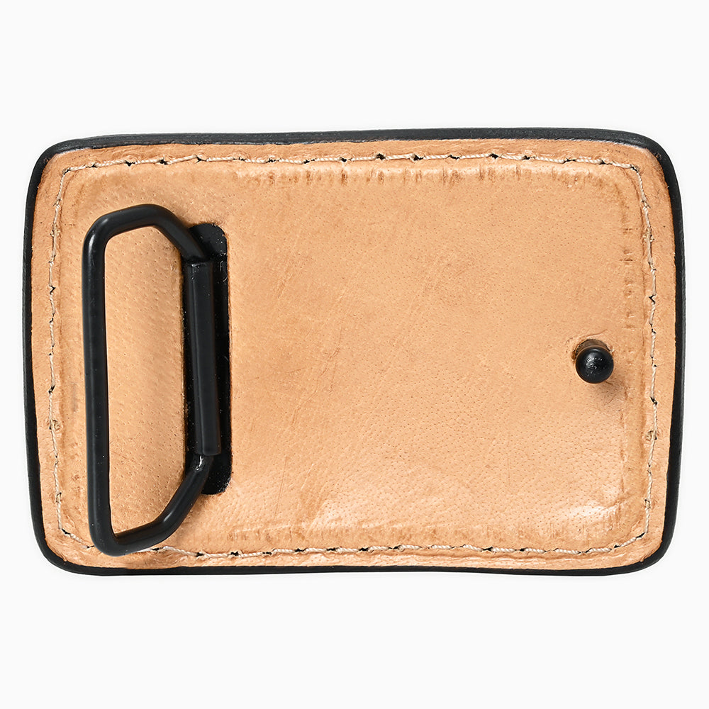 ADBLF160-BU Hand Tooled Leather Card Holder - Bald Eagle & Floral Design