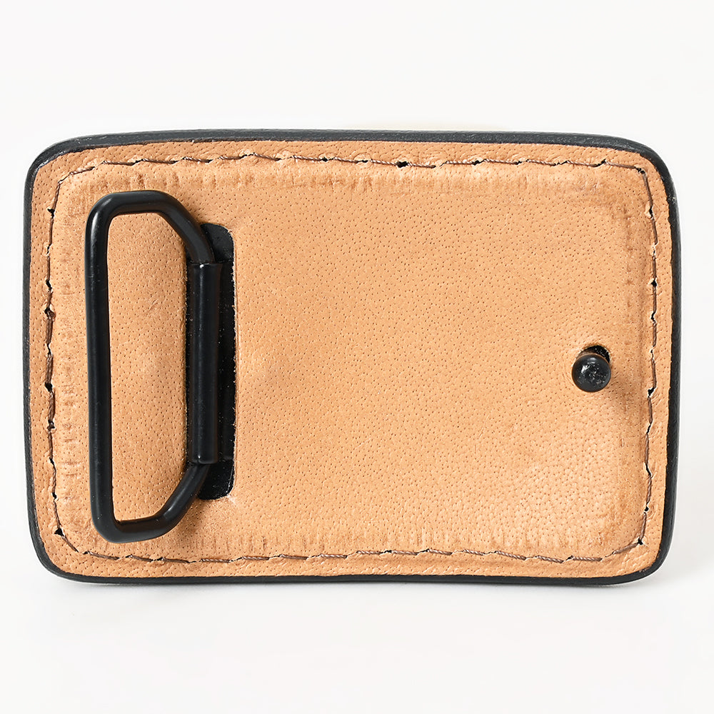 ADBLF166-BU Handtooled Leather Western Belt - White Calla Lily Floral Design