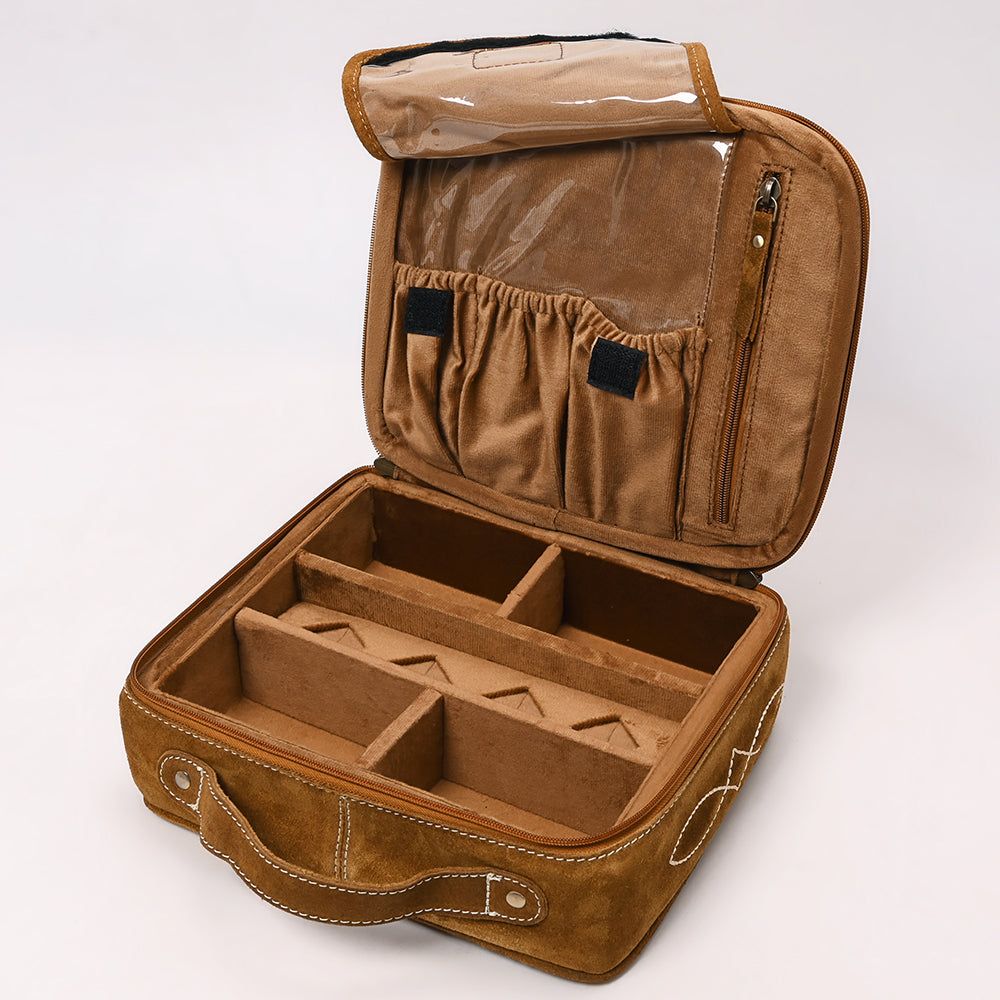 ADBGA681 Genuine suede Jewelry Case with Western Rope Embroidery