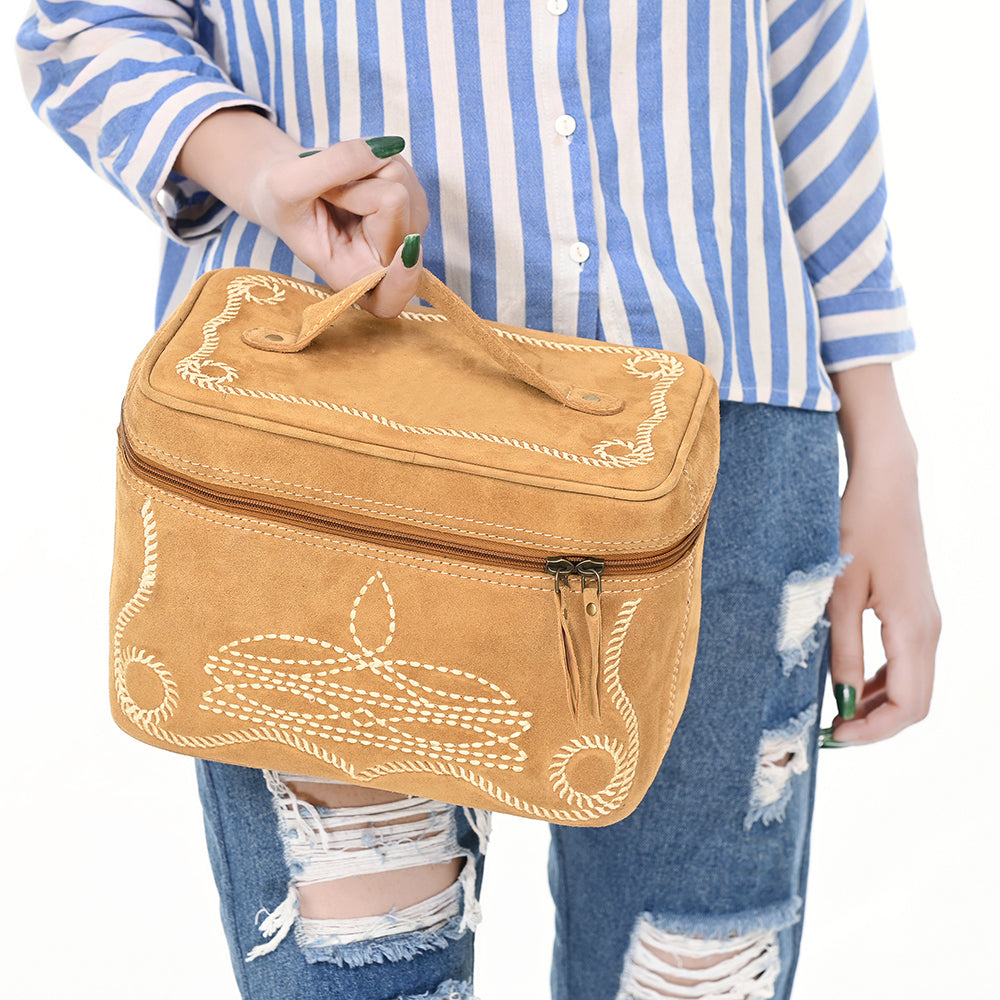 ADBGA683 Western Embroidered Vanity Jewelry Case with Handle & Zipper