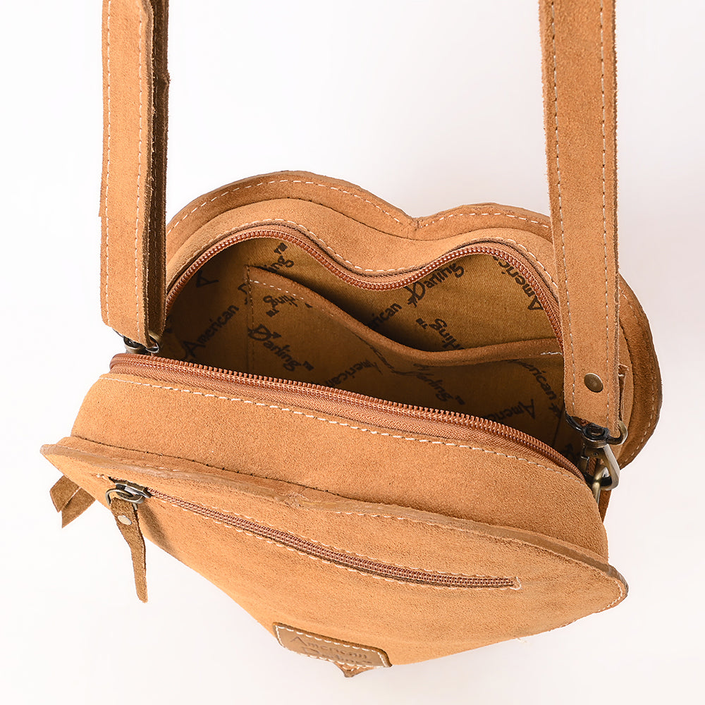 ADBGA688 American Darling Heart Shaped Black Suede Leather Canteen Bag