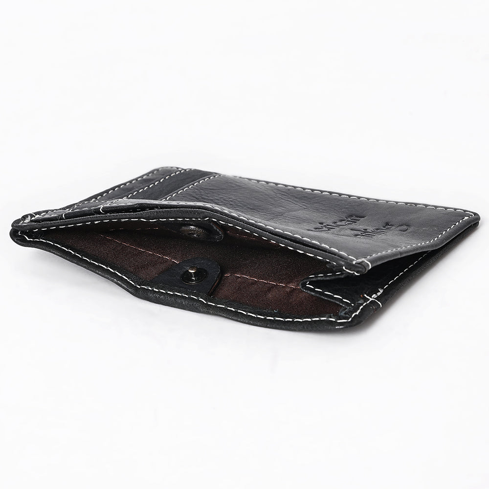ADCCM108A Black Leather Vertical ID Card Holder - Sleek & Functional