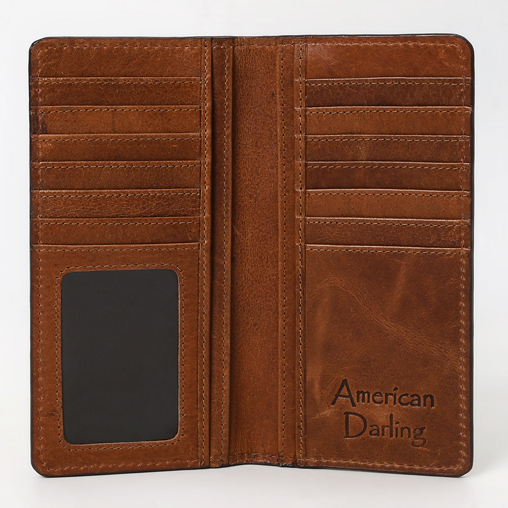 ADBGM530 Genuine suede Rodeo Wallet with White Western Stitching - Long Bifold Cowboy Wallet