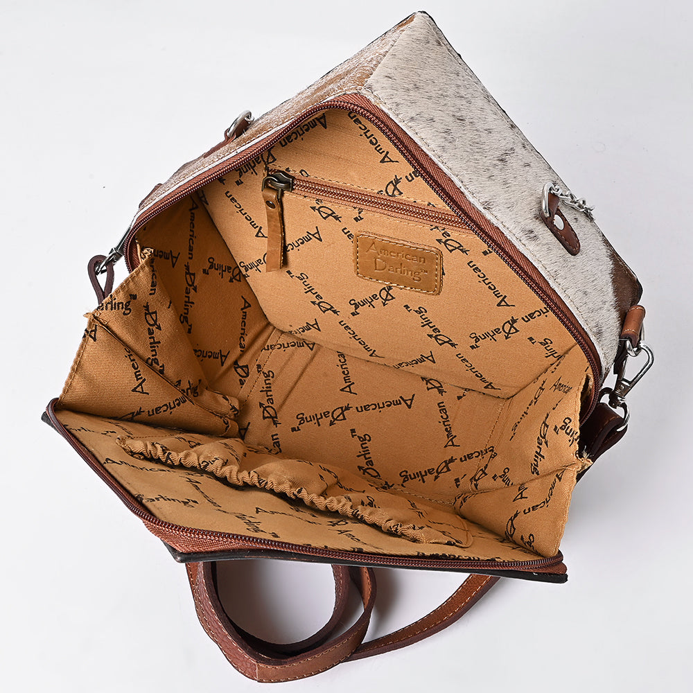 ADBGA701 American Darling Hand Tooled Hair-On Cowhide Genuine Leather Cross body Bag