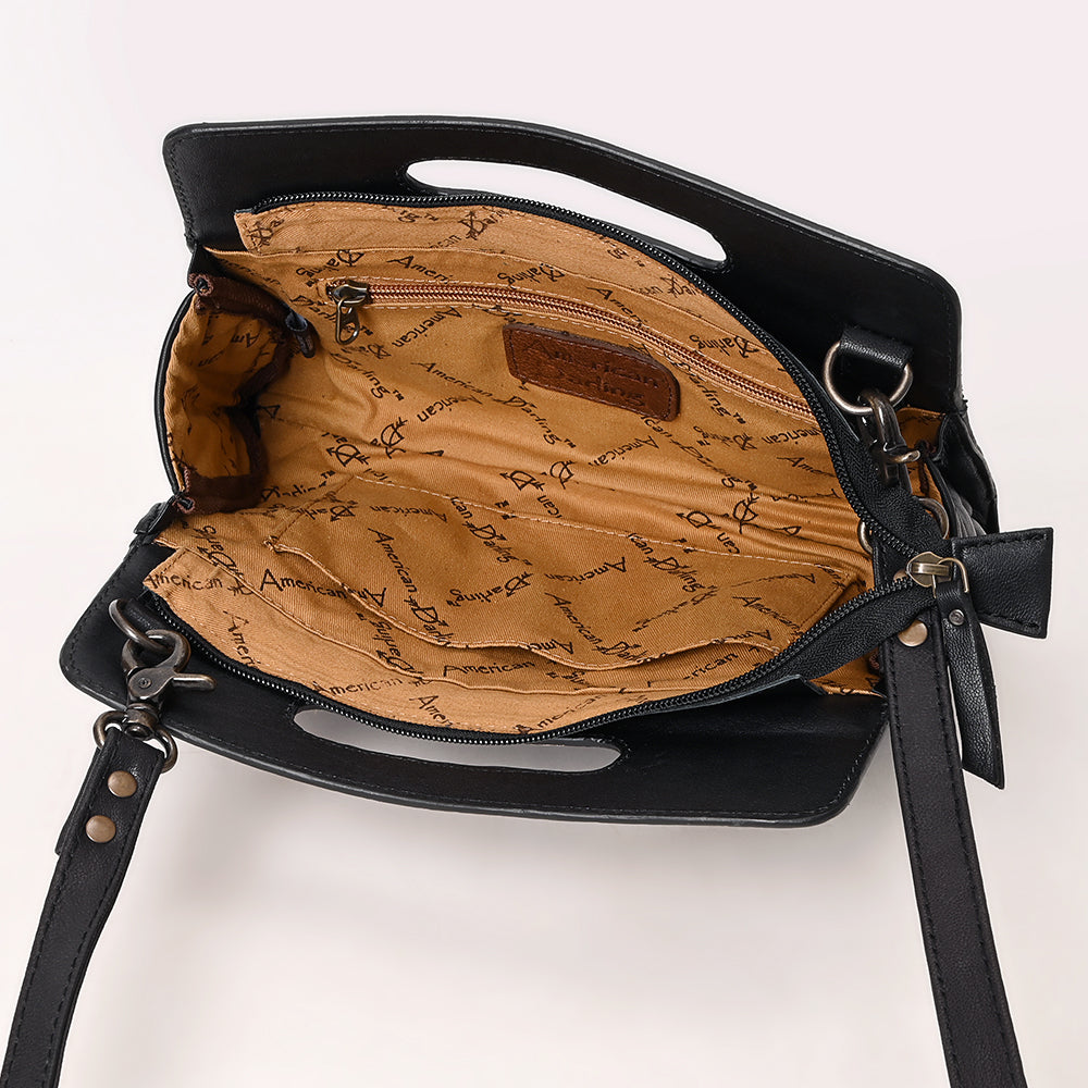 ADBG1677 American Darling Hand-Tooled Western Leather Clutch Bag - Floral Carved