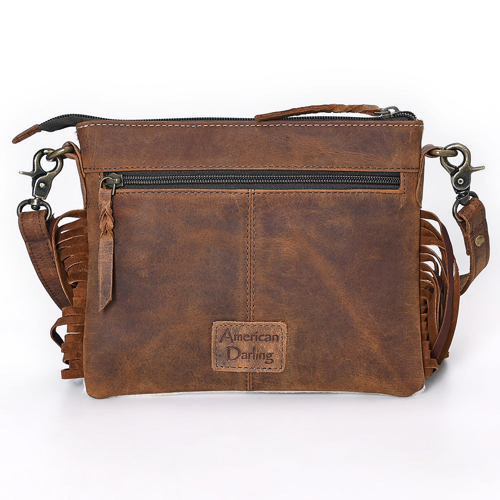 ADBGM554 Cowhide Crossbody Bag with Desert Riders Scene - Western Fringe Leather Purse