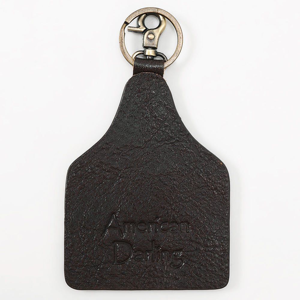 ADKRM136 Hand-Painted Leather Keyring Prickly Pear Cactus with Blossoms