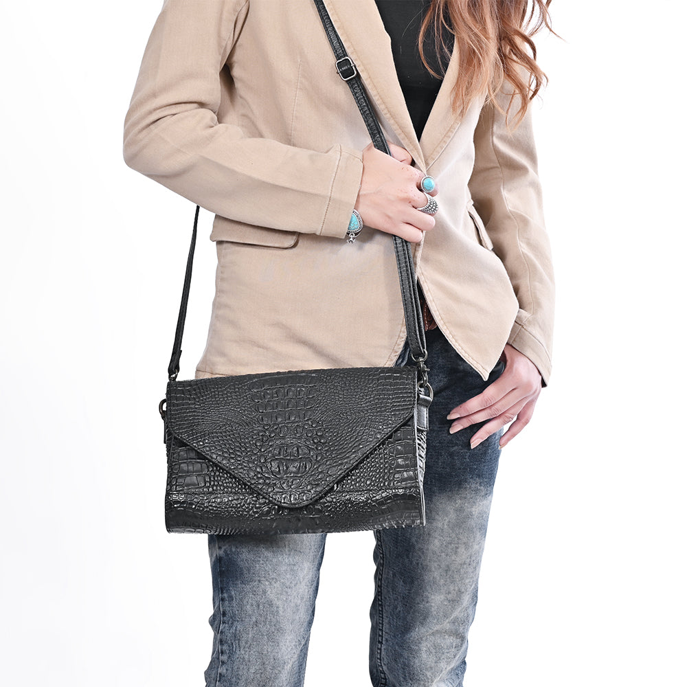 ADBG1709 American Darling Crocodile Embossed Small Crossbody | Envelope Flap Purse