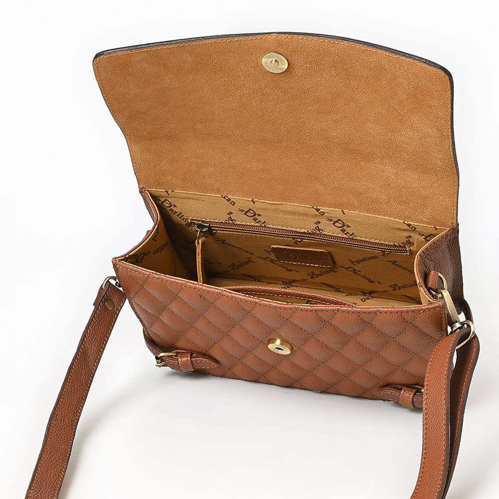 ADBGA751 American Darling Quilted Hand Tooled Genuine Leather Small Cross body Bag