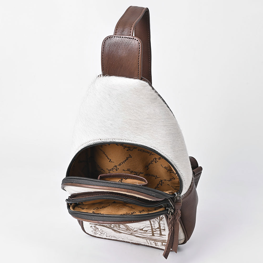 ADBGM594 Eiffel Tower Hair-On Leather Sling Bag - Western Paris Travel Edition