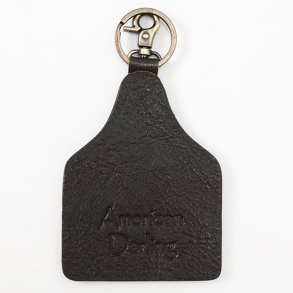 ADKRM144 Hand-Painted Cowhide Leather Keyring Southwestern Cactus Bloom Design