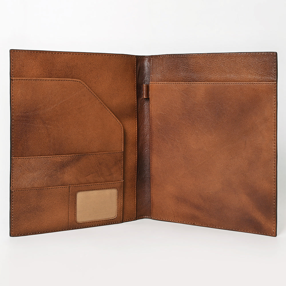 ADBG1040 American Darling Hand-Tooled Floral Genuine Leather Western Portfolio Bag