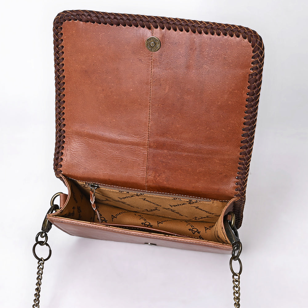 ADBGM622 Western Organiser Bag - Hair-On Leather Las Vegas Print with Chain Strap & Whipstitch Trim