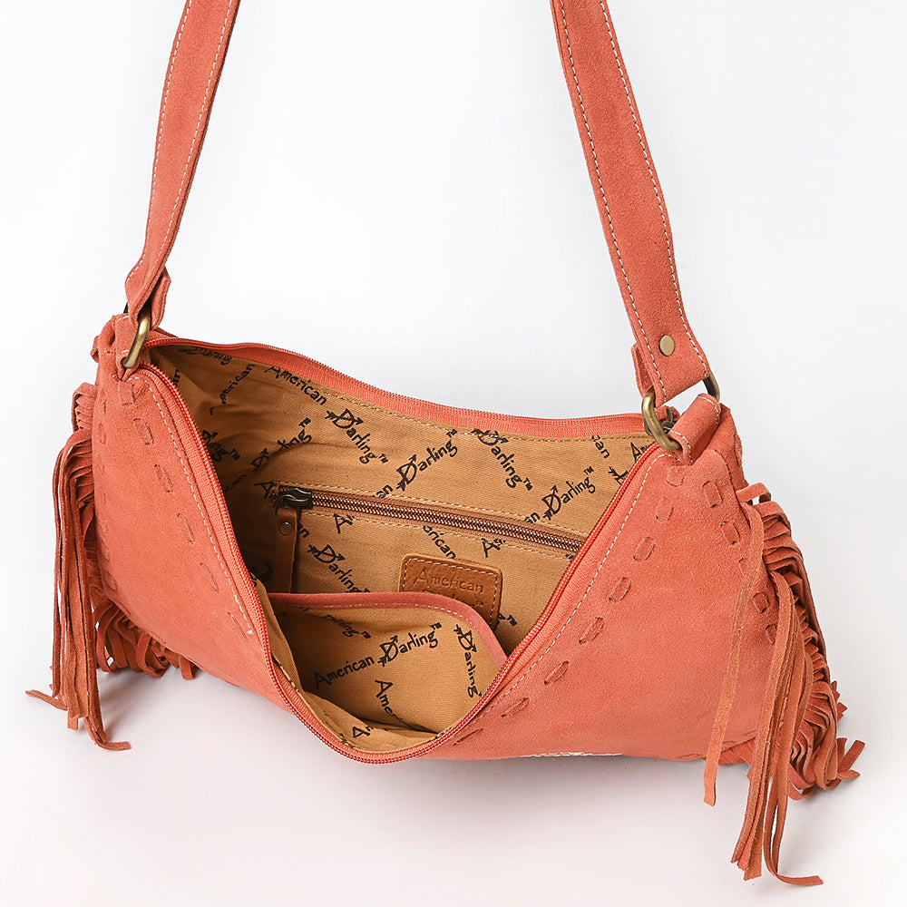 ADBGA733 American Darling Fringe Boot Stitched Genuine Leather Small Cross body Bag
