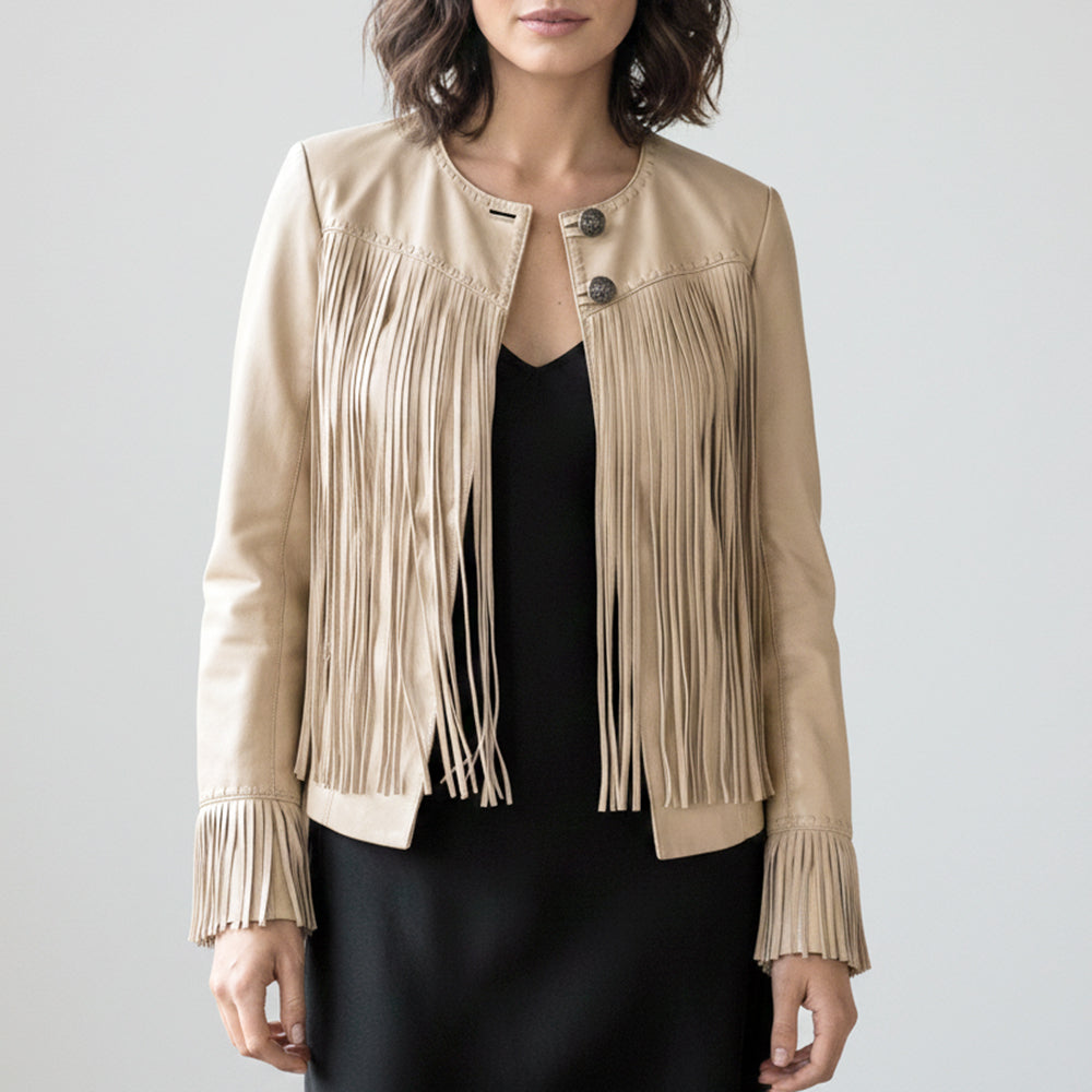 ADJKT067 Genuine Leather Women Shirt Jacket Dress