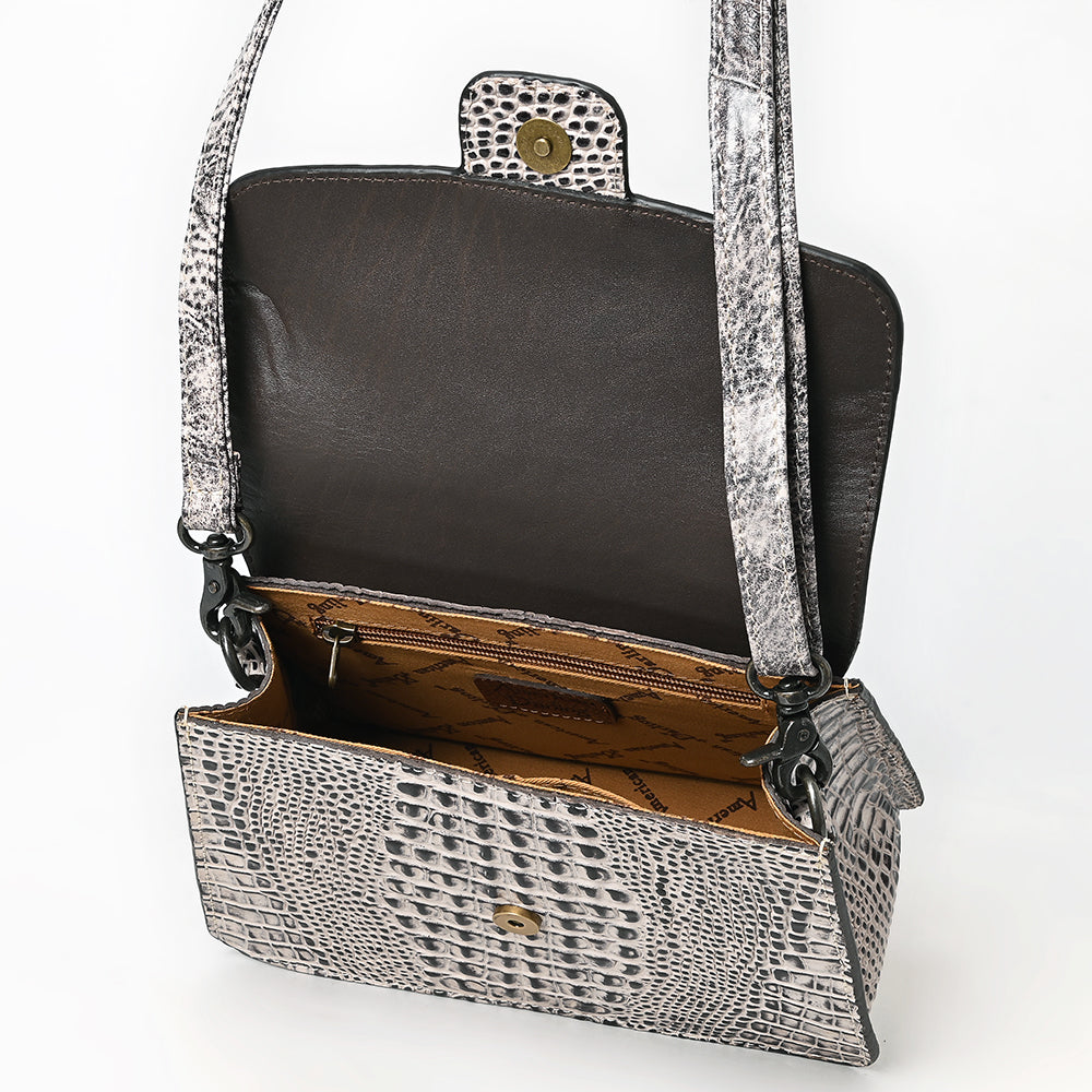 ADBG1729 American Darling Western Cross body Bag in Crocodile Embossed Full Grain Leather