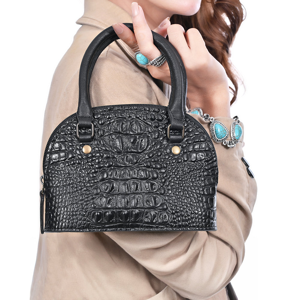ADBG1736 American Darling Western Leather Clutch Bag with Crocodile Embossed Texture