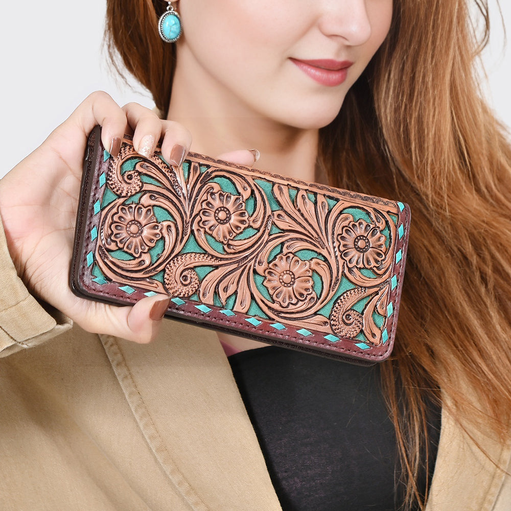 ADBG1741 Wallet Hand Tooled Genuine Leather women bag western Bag