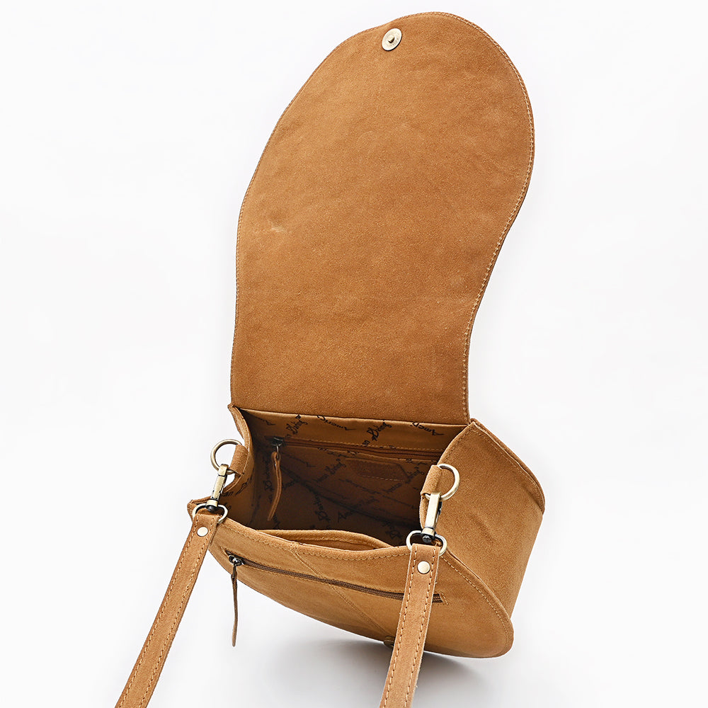 ADBGA802 American Darling Boot Stitched Suede Leather Cross body Bag with Concho
