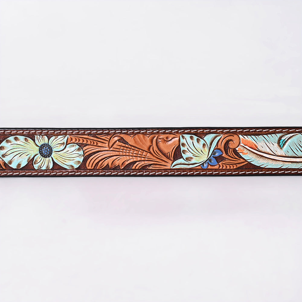 ADBLF352 Beautifully Hand Tooled Genuine American Leather Belt Men and Women