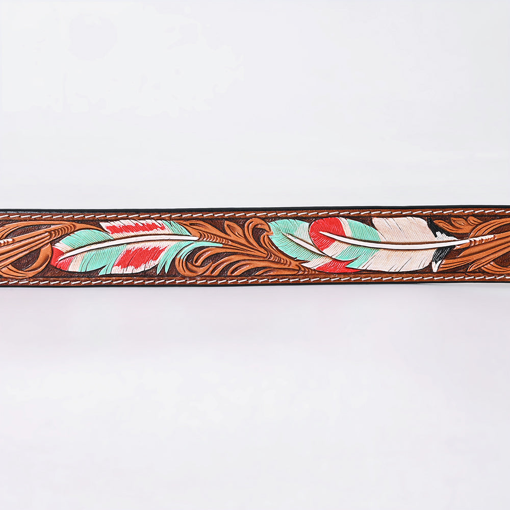 ADBLF353 Beautifully Hand Tooled Genuine American Leather Belt Men and Women