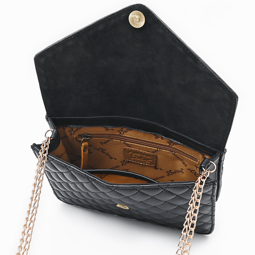 ADBGA829 American Darling Floral Carved Hand Tooled Quilted Leather Envelope