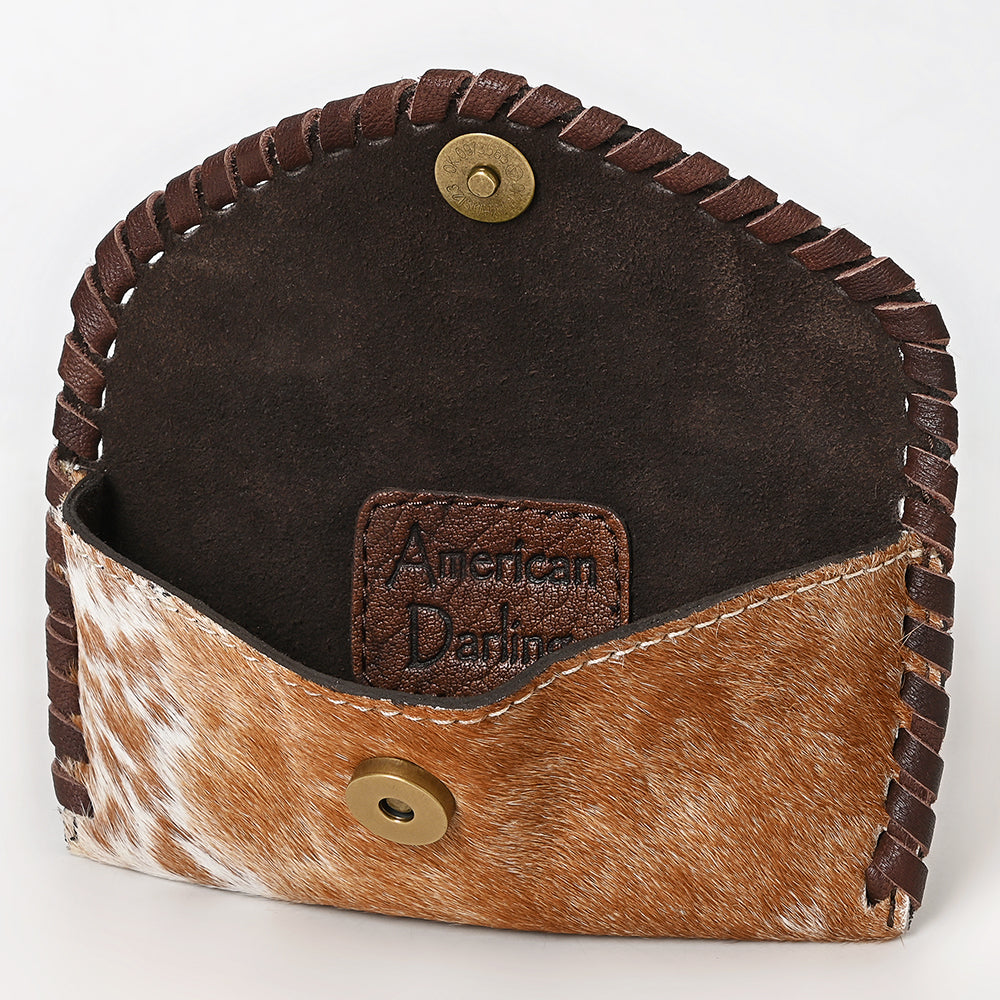 ADBG1775 Hair-On Cowhide Leather Sunglass Case Western Braided Genuine Leather Pouch