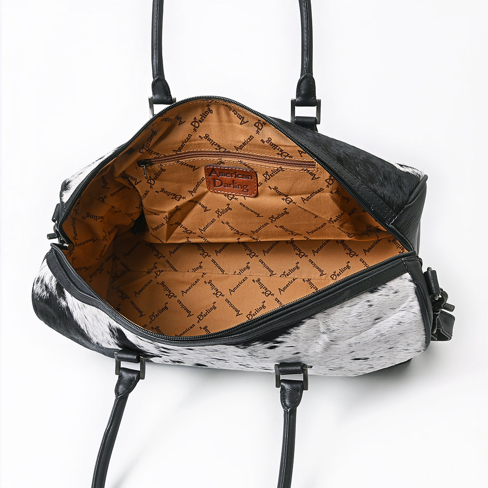 ADBG1779 American Darling Western Hair-On Cowhide Duffel Bag - Handcrafted Leather Travel Bag