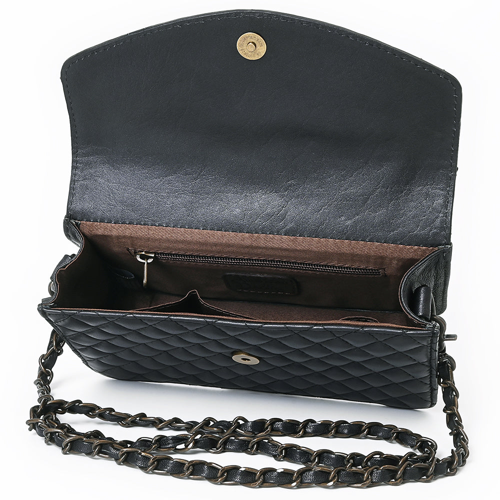 ADBG1781 American Darling Hand-Tooled Floral Wallet Bag - Quilted Western Leather Crossbody