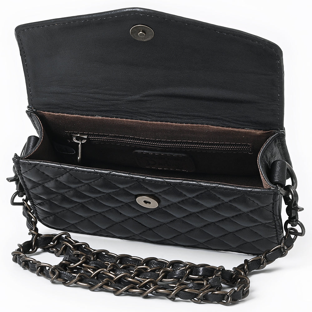ADBG1782 American Darling Hand-Tooled Floral Small Cross body Bag - Quilted Western Leather Purse