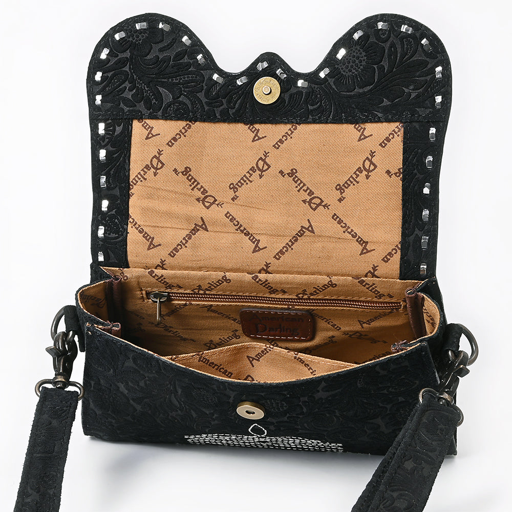 ADBG1797 American Darling Small Cross body Bag - Handcrafted Damascus Embossed Western Leather Purse