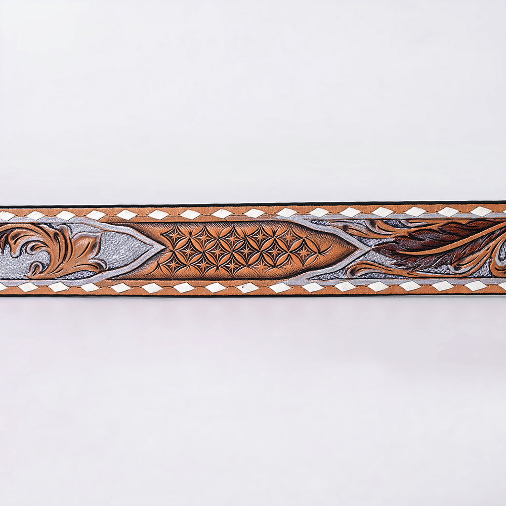 ADBLF360 Beautifully Hand Tooled Genuine American Leather Belt Men and Women