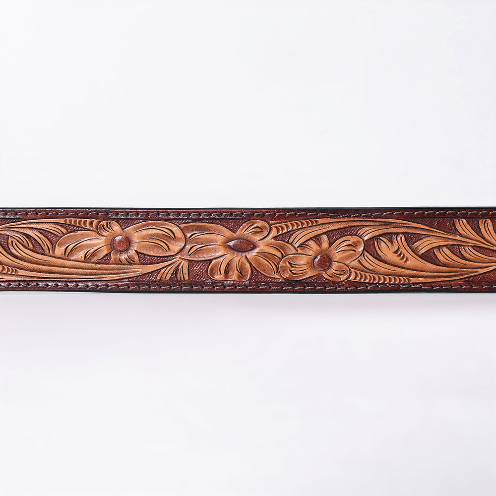 ADBLF362 Beautifully Hand Tooled Genuine American Leather Belt Men and Women