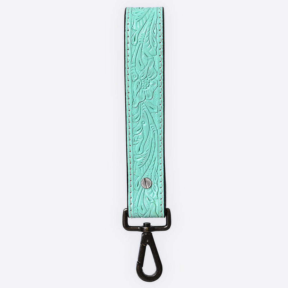 ADKR217A Hand Tooled Genuine Leather Wristlet Key Ring