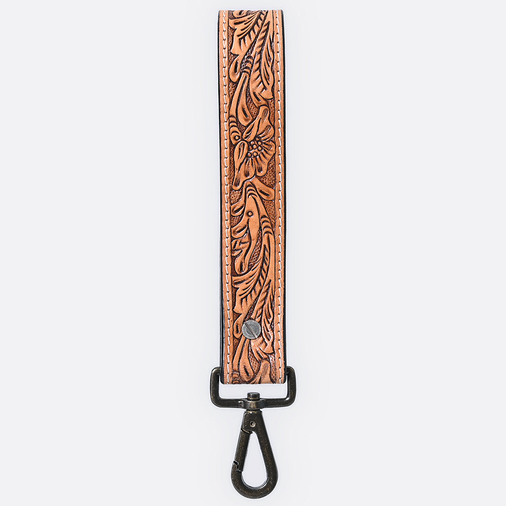 ADKR217I Hand Tooled Genuine Leather Wristlet Key Ring
