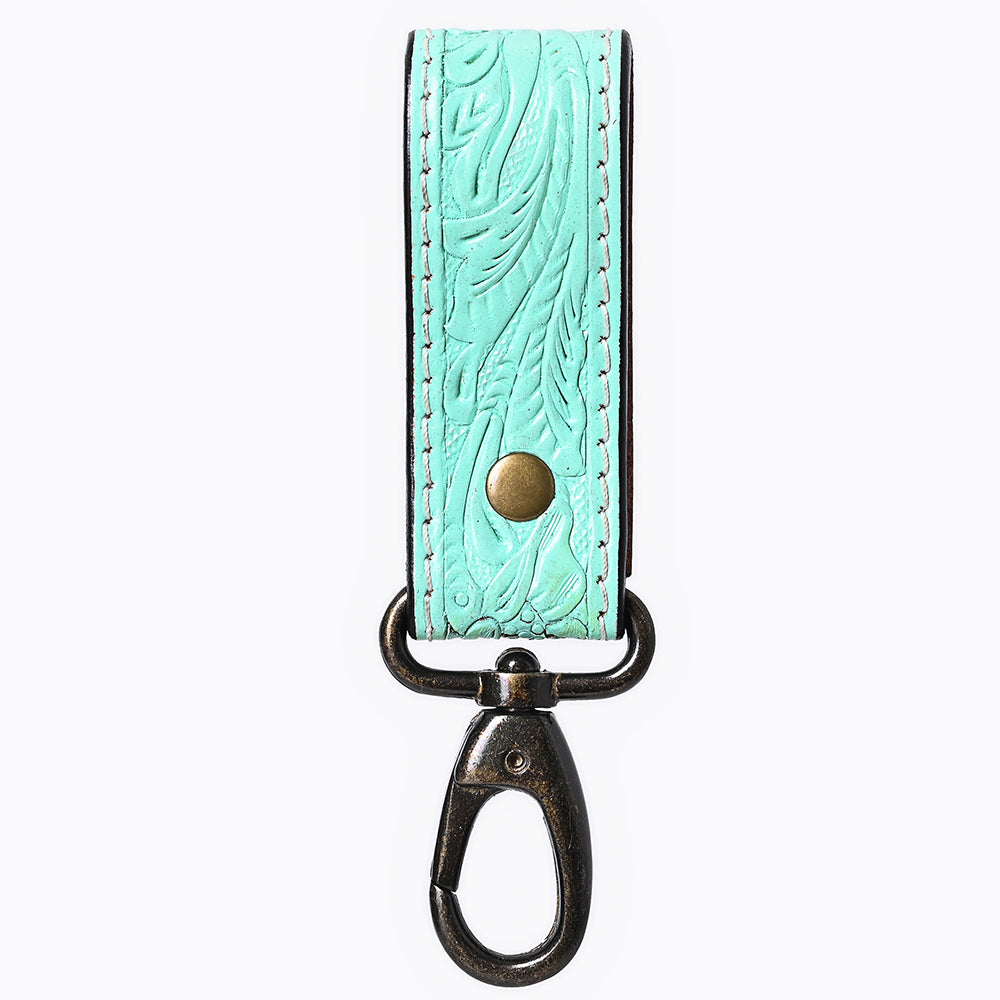 ADKR218I Hand Tooled Genuine Leather Wristlet Key Ring