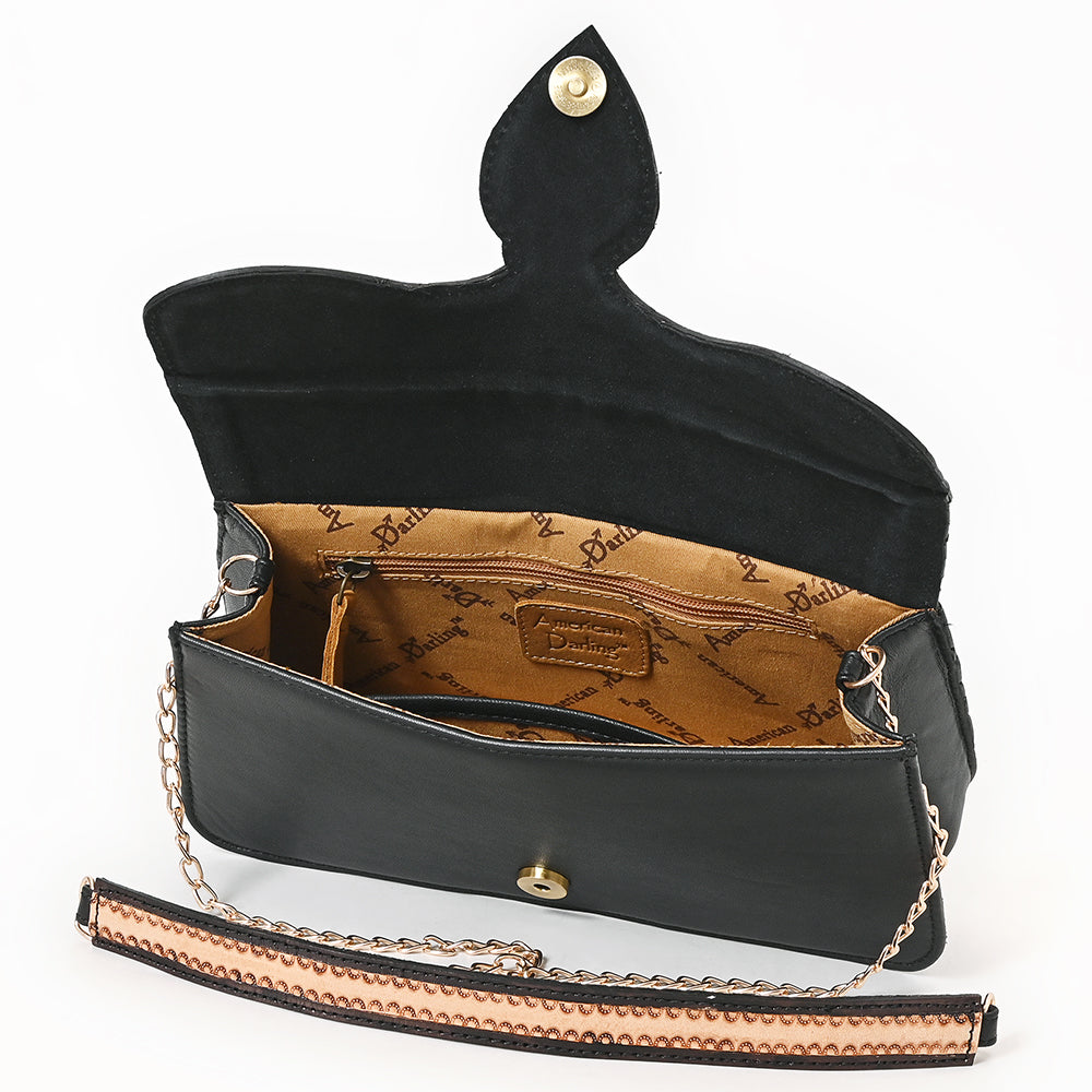 ADBGA873 American Darling Hand Tooled Floral Carved Quilted Leather Cross body Bag