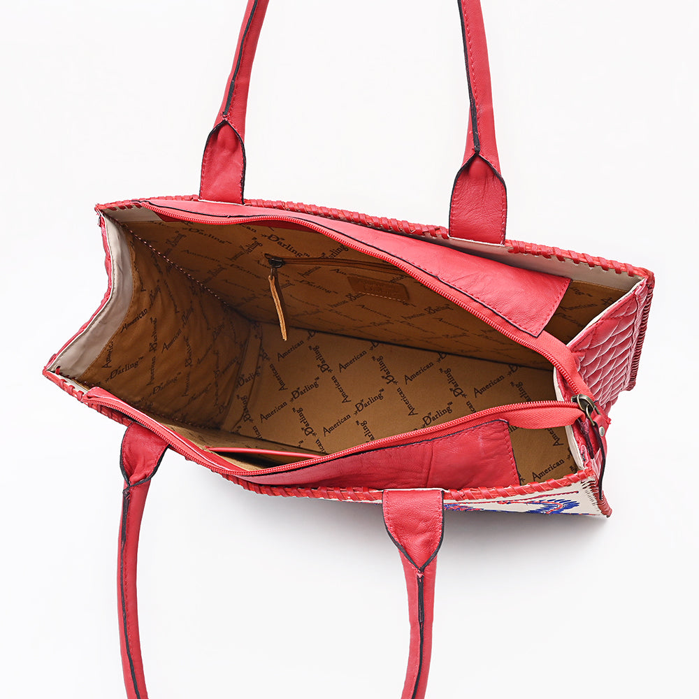 ADBGA882 American Darling Embroidered Braided Genuine Leather Western Tote Bag