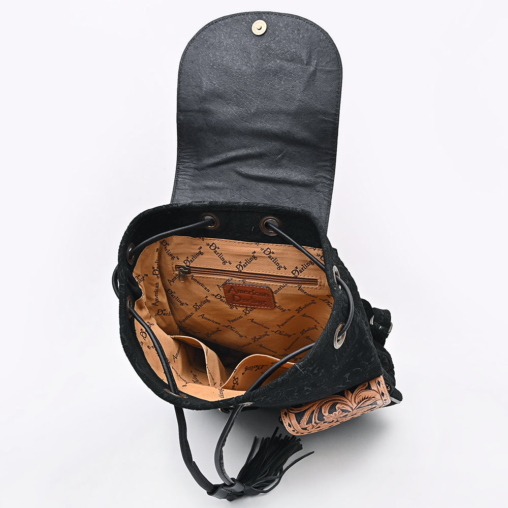 ADBG1809 Backpack Embossed Suede Genuine Leather women bag western Bag