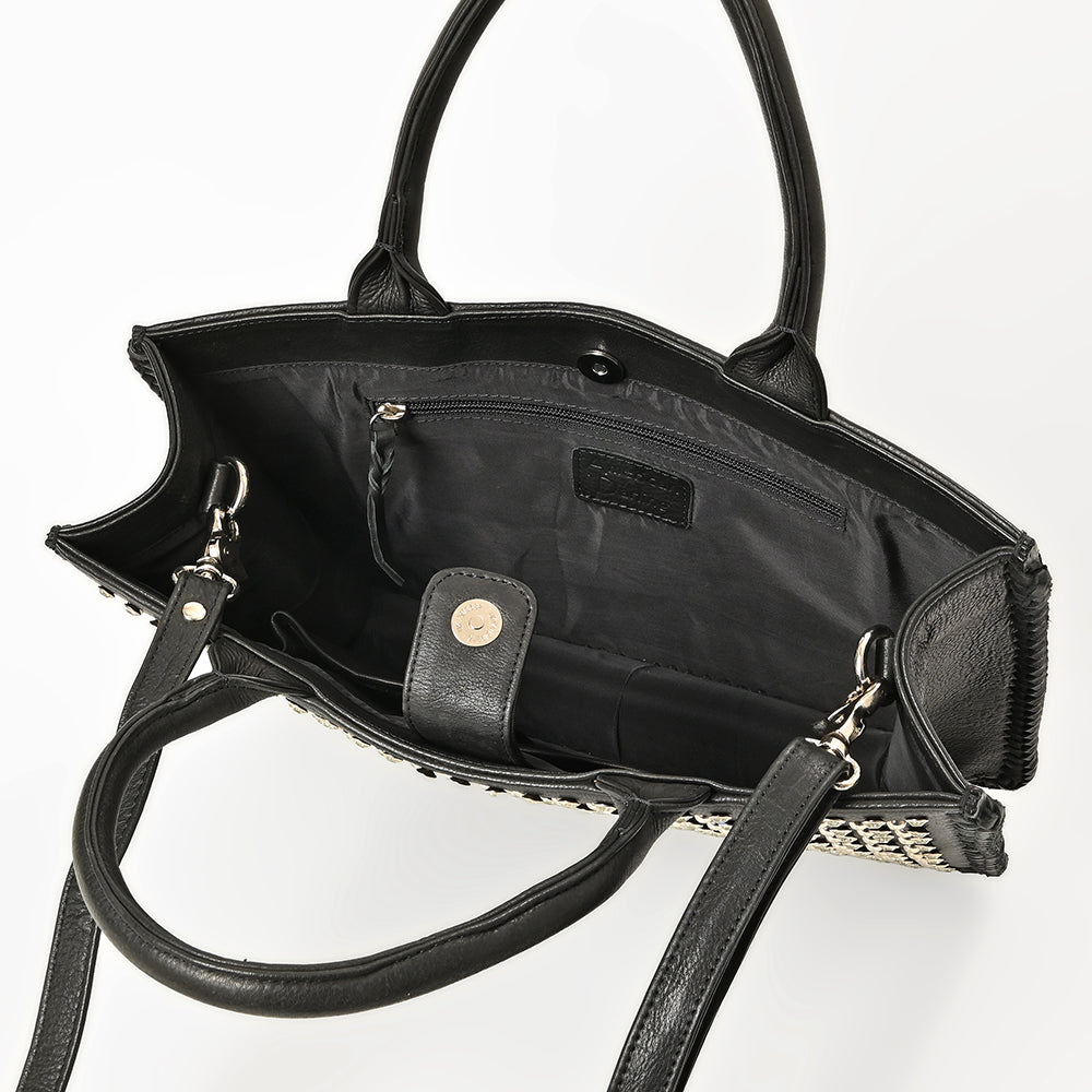 ADBGM792 American Darling Studded Leather Tote Bag with Hand-Braided Details