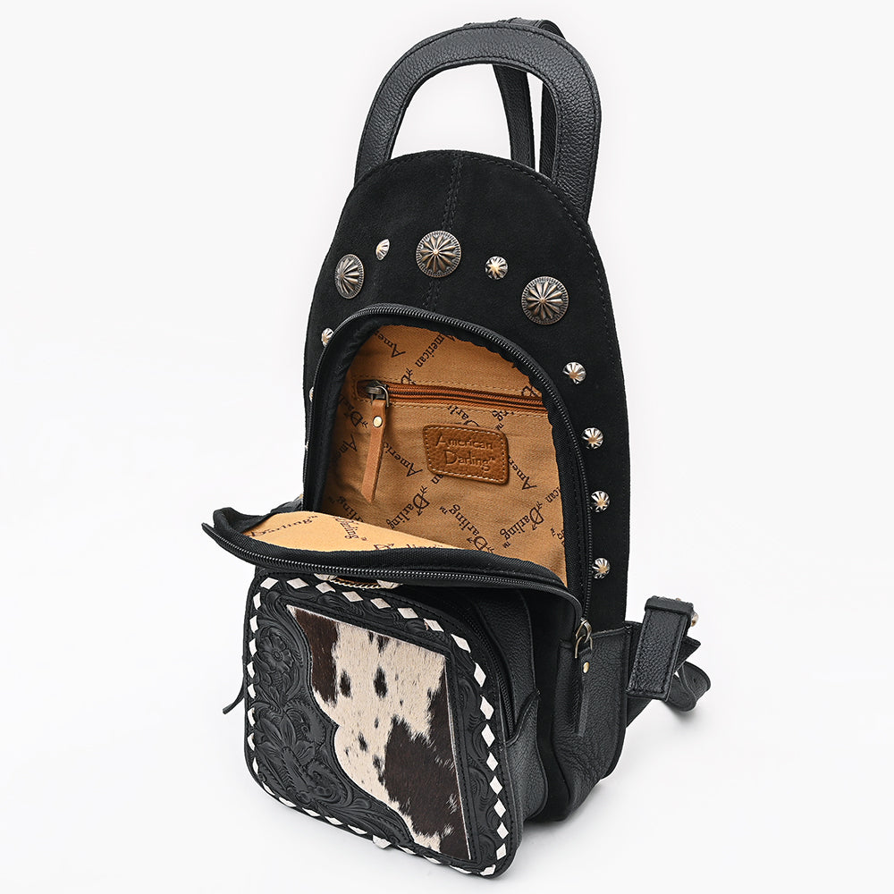 ADBGA908 Sling Hair on Hand Tooled Genuine Leather Women Bag