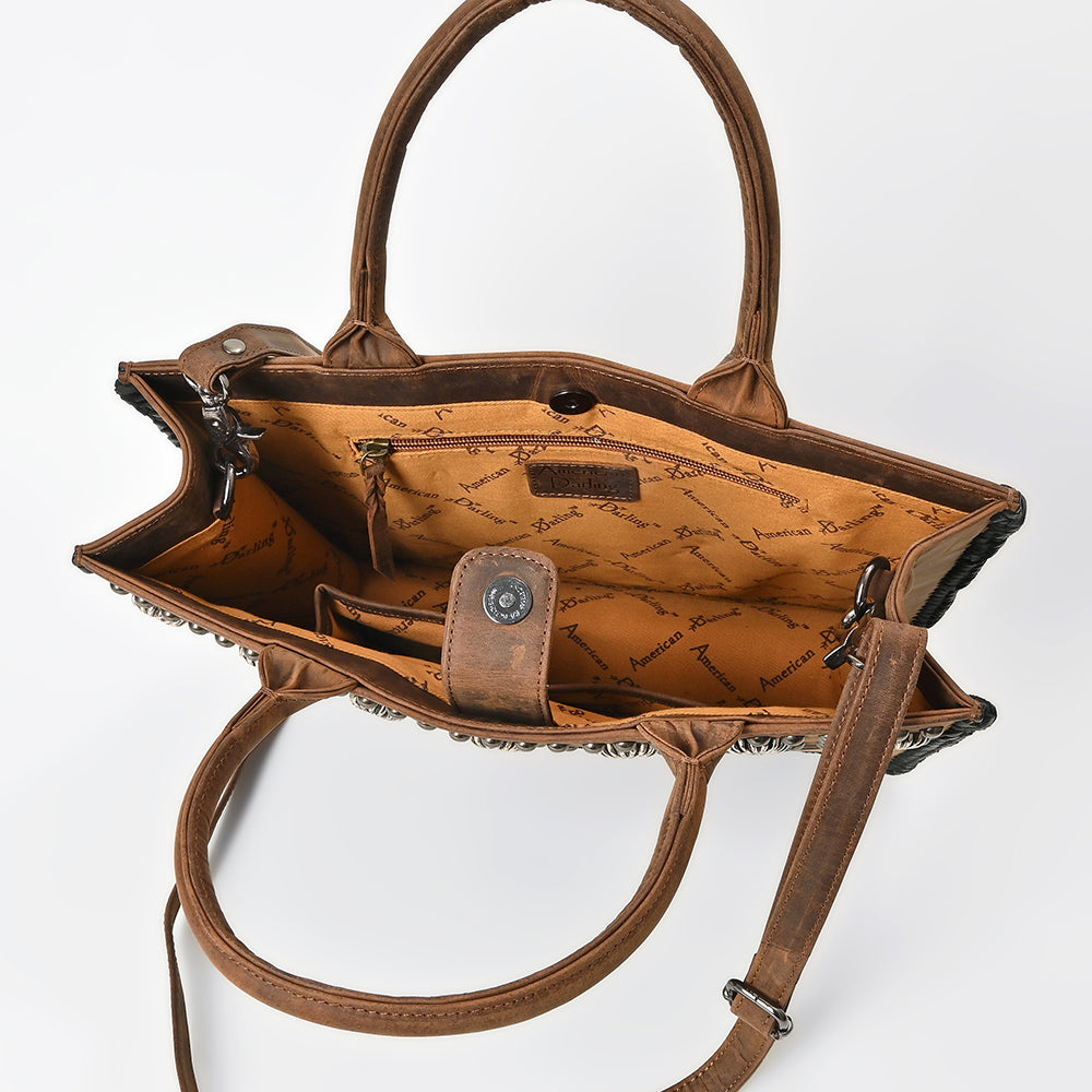 ADBGM814 American Darling Handcrafted Boot Stitched Leather Tote Bag with Rivets