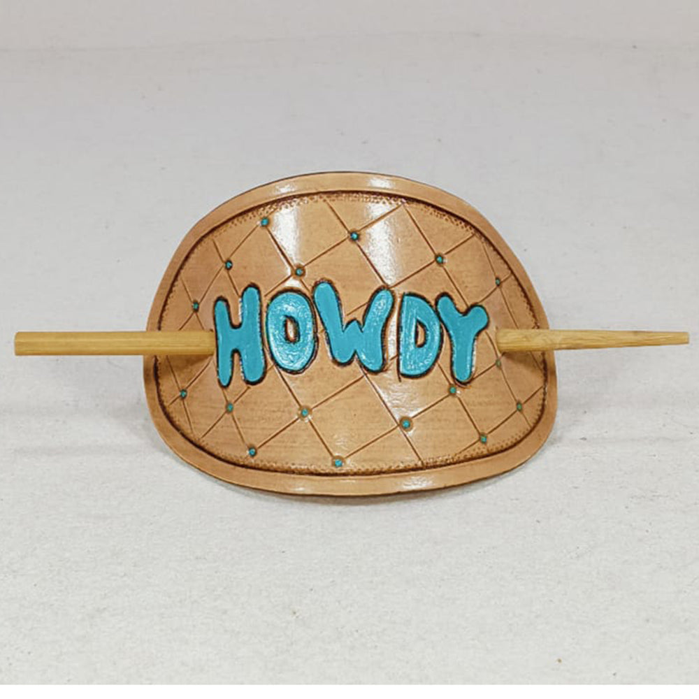 ADHCG101C-L American Darling Leather Howdy Western Hair Accessory Slide Barrette Stick