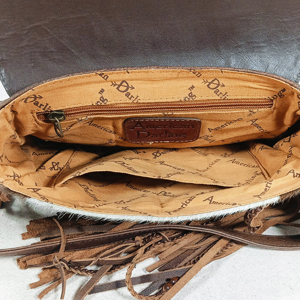 ADBG1872 Crossbody Hand Tooled Hair on Genuine Leather Women Bag